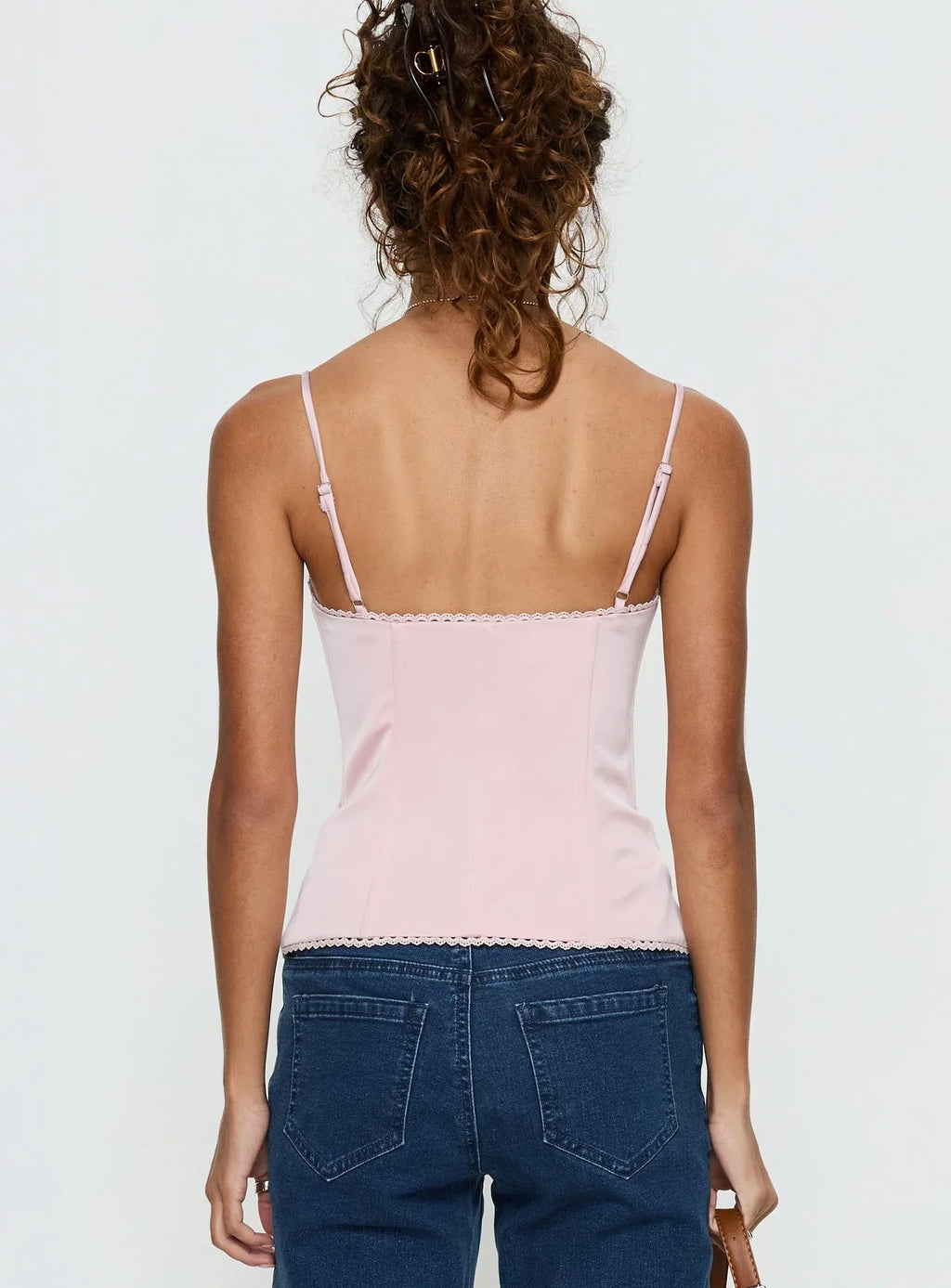 Maralyne Satin Corset Top Soft Pink