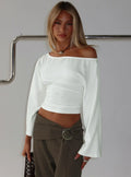 Anastasie Off Shoulder Long Sleeve Top White