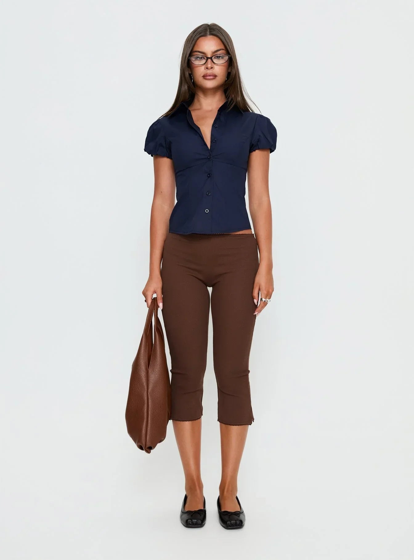 Academia Puff Sleeve Top Navy