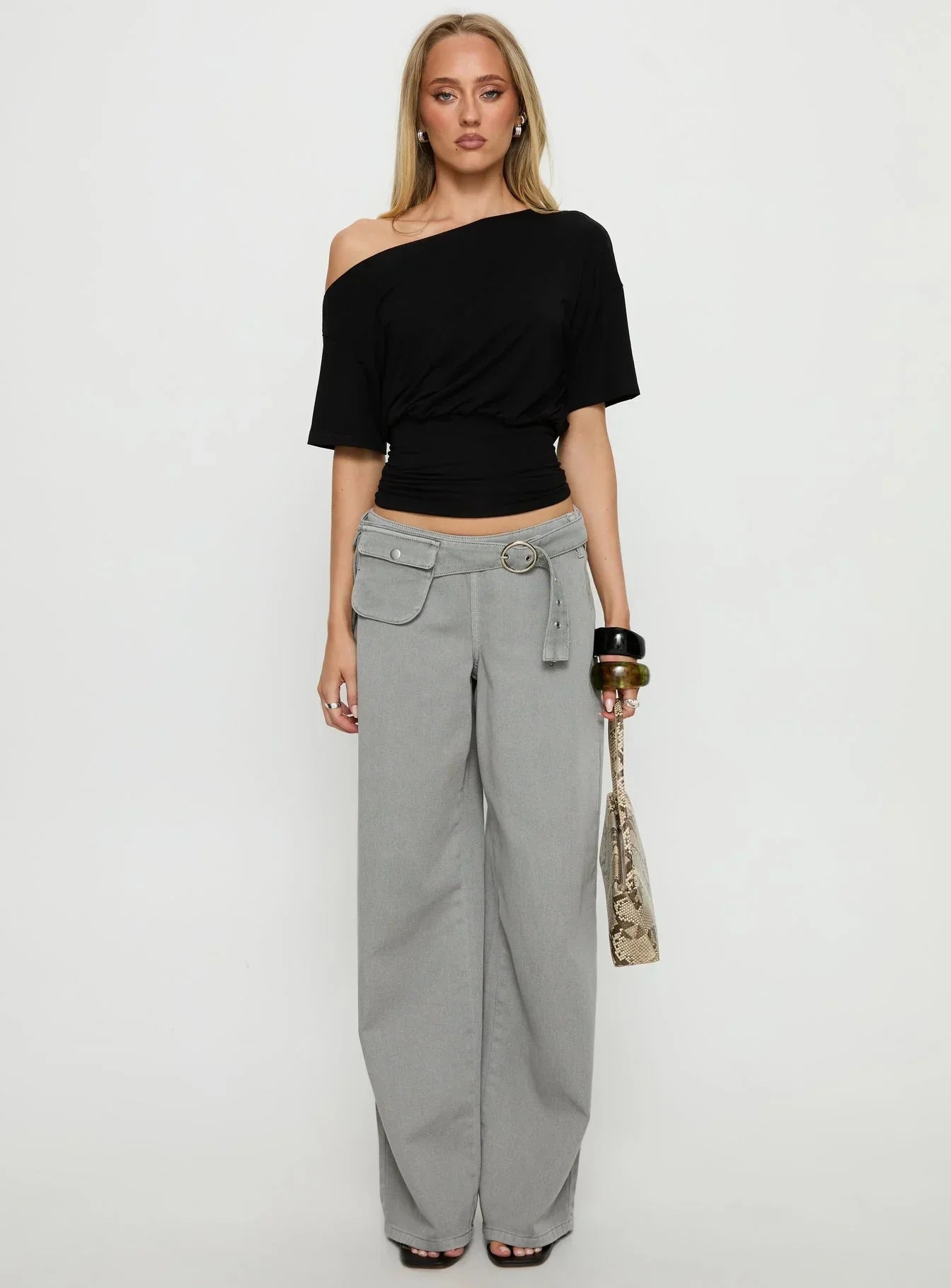 Ashlinn Off Shoulder Drapey Top Black