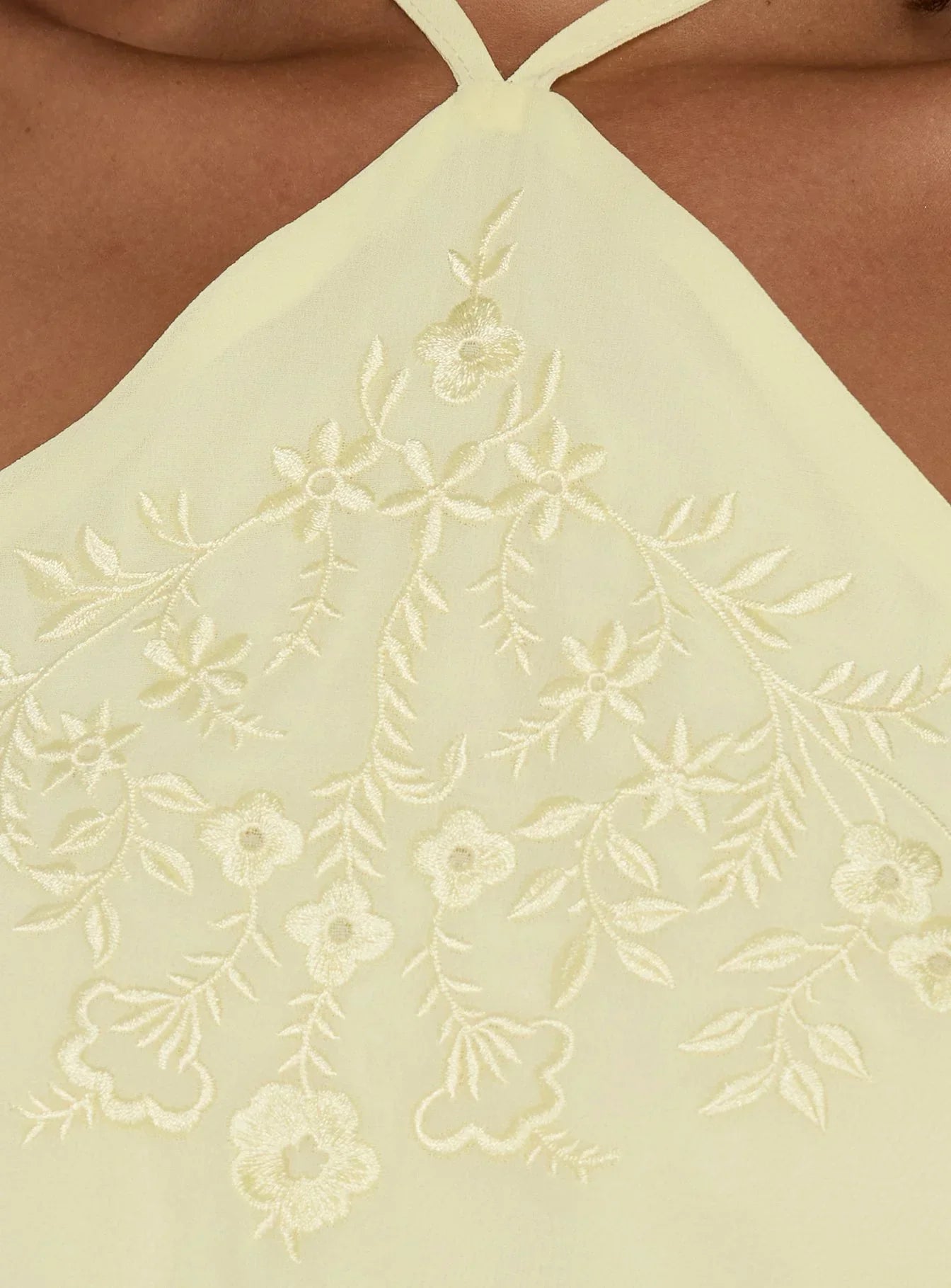 Junaya Arrowneck Fringe Detail Top Lemon