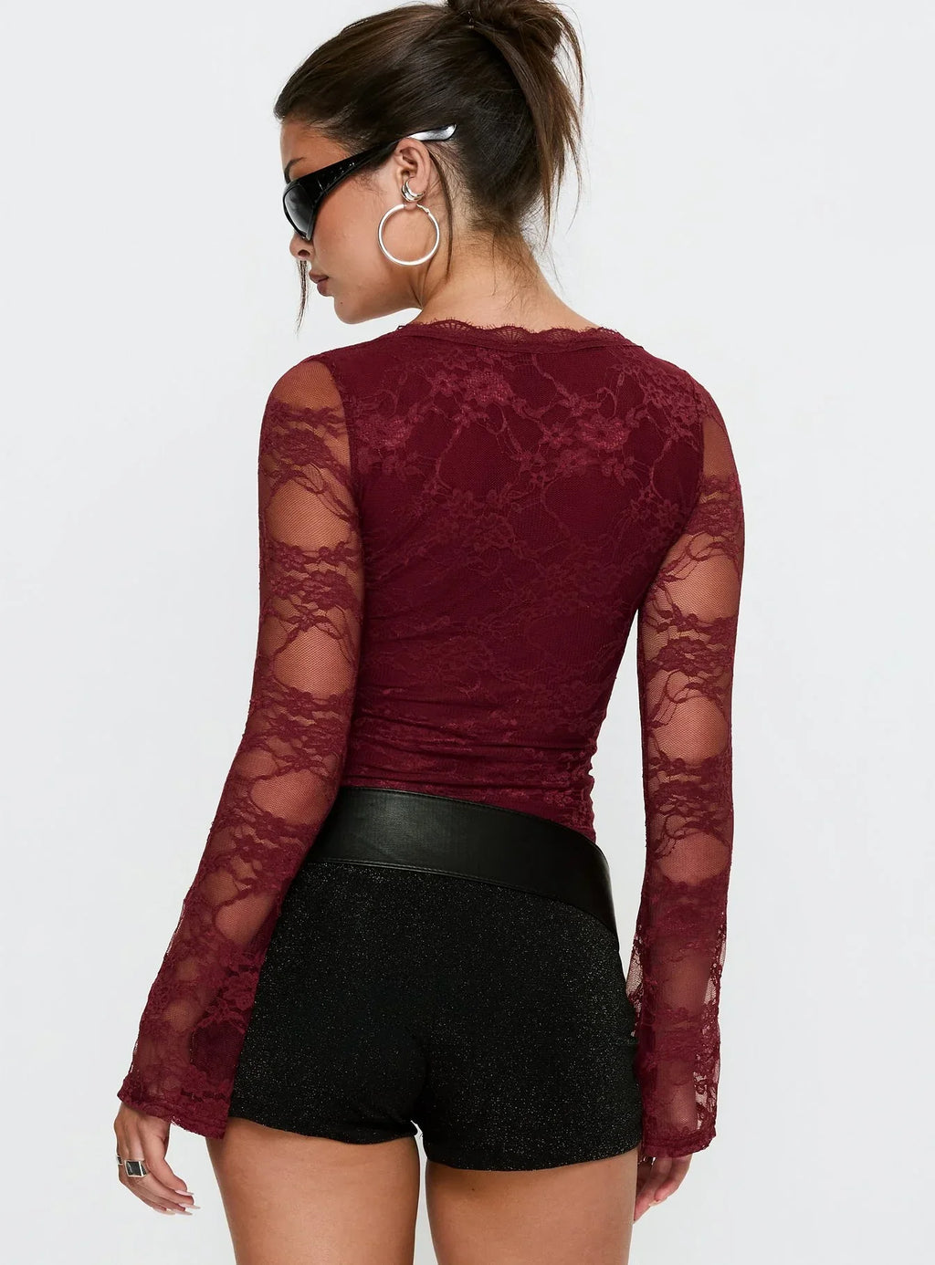 Pitter Long Sleeve Top Burgundy