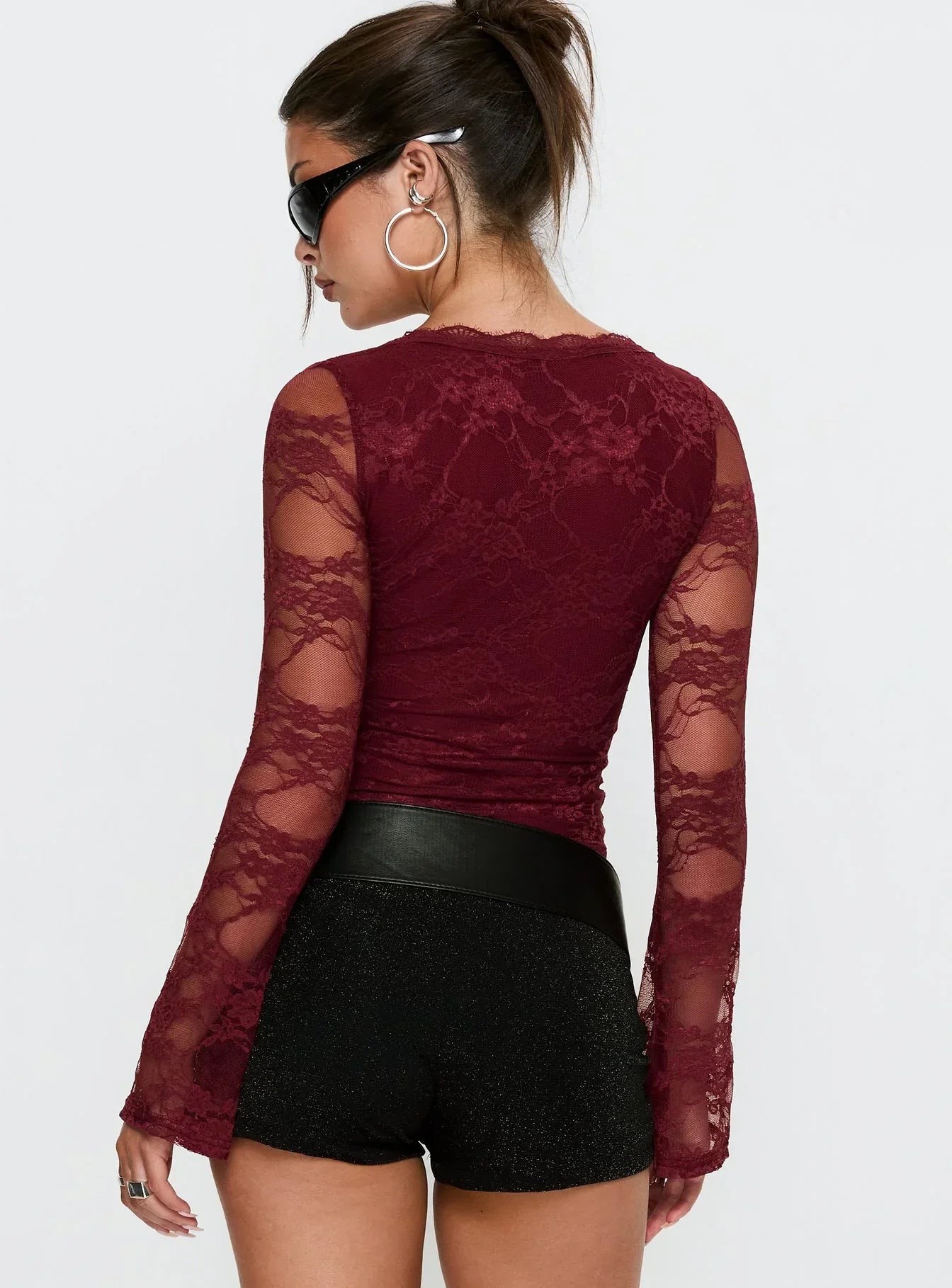 Pitter Long Sleeve Top Burgundy