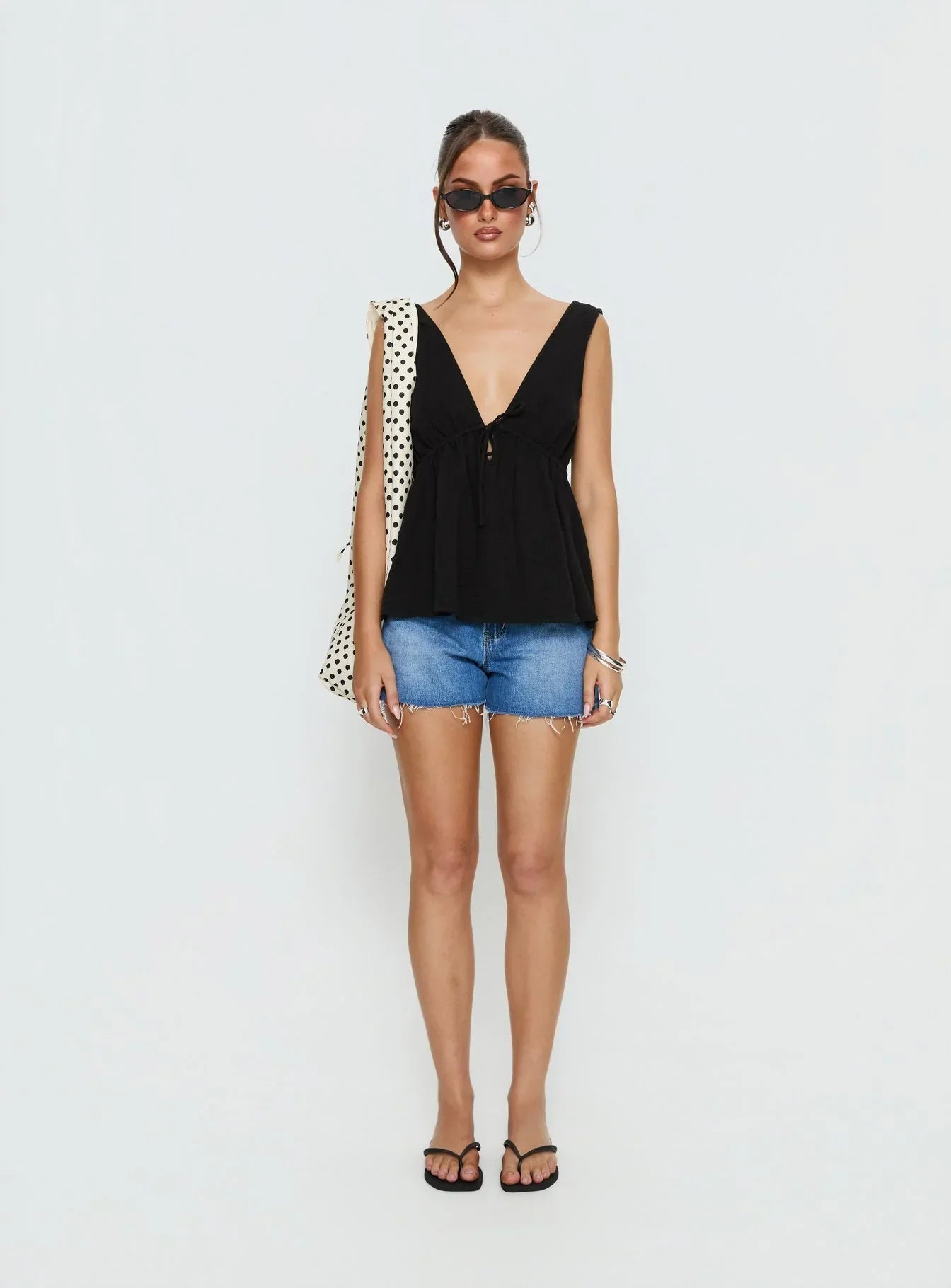 Dianna Babydoll Cami Top Black