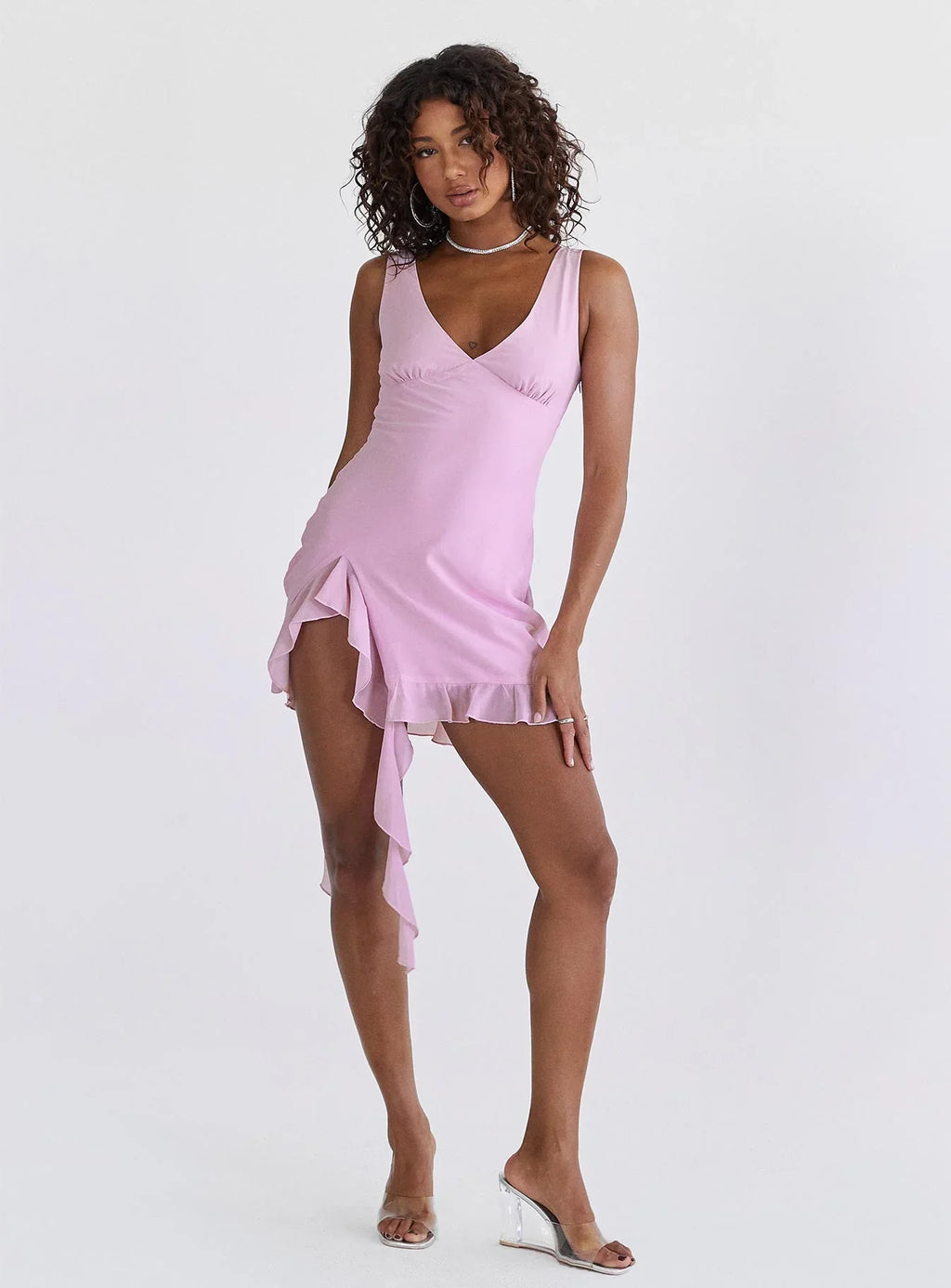 Varney Frill Mini Dress Lilac