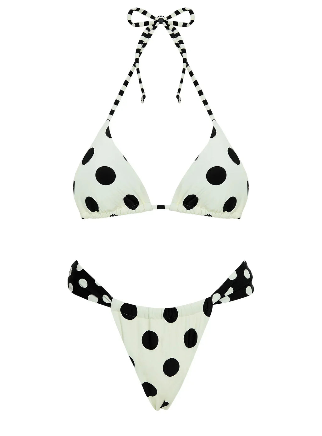 Jenner Triangle Bikini Top Cream / Polka Dot