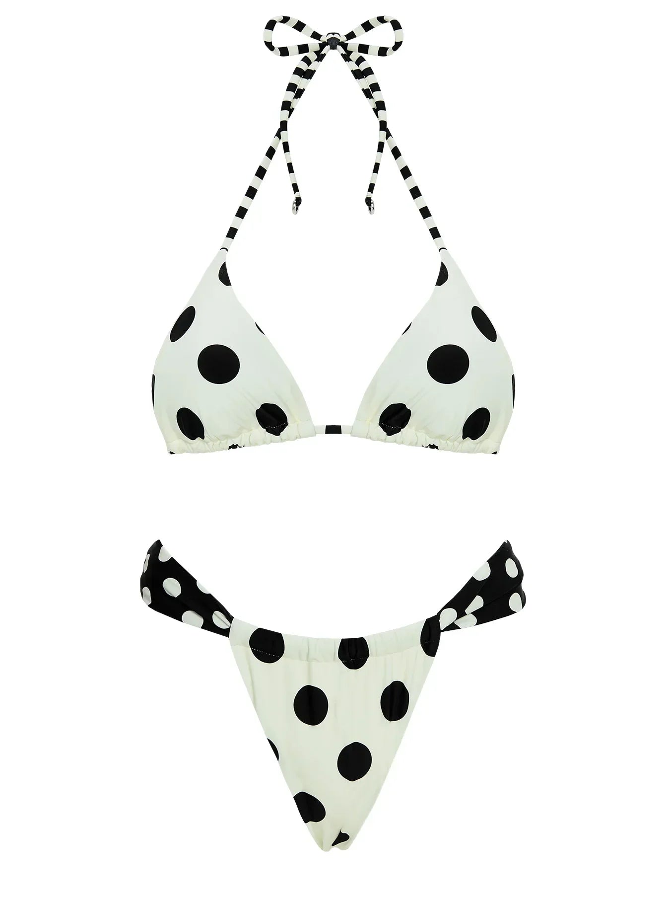 Jenner Triangle Bikini Top Cream / Polka Dot