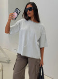 Settle Down Short Sleeve Top Grey / White Stripe