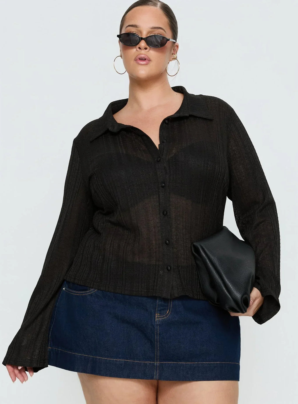 When You Sleep Long Sleeve Top Black Curve