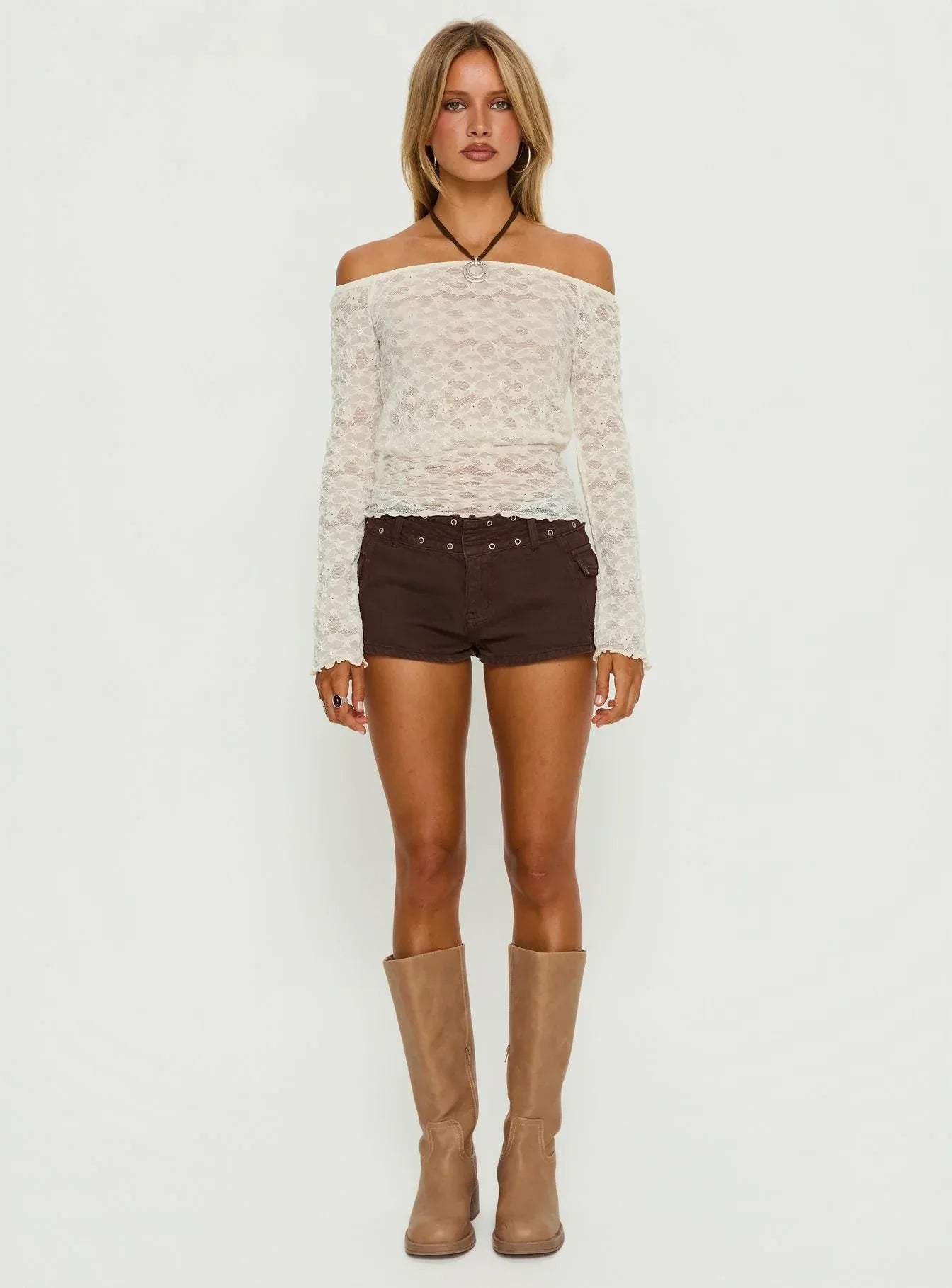 Korrine Off Shoulder Lace Top Cream