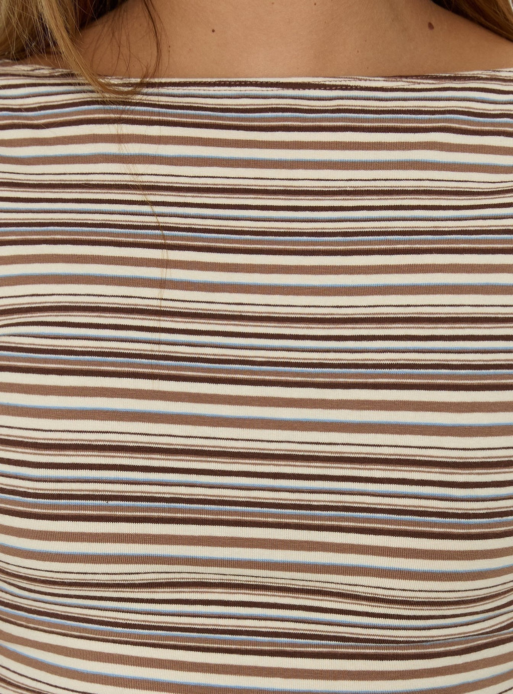 Nyren Low Back Boatneck Top Multi Stripe