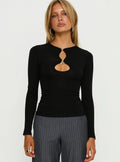 Orlaith Cut Out Long Sleeve Top Black