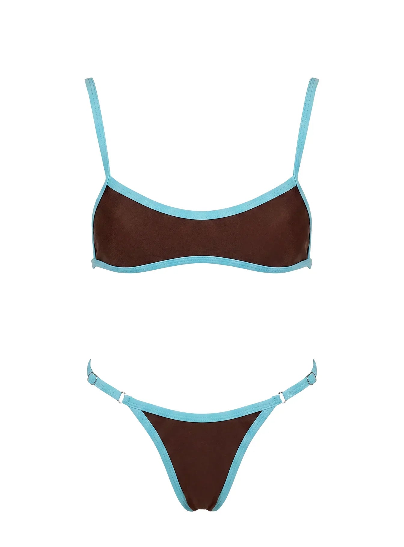 Jacopa Scoop Contrast Bikini Top Chocolate / Blue