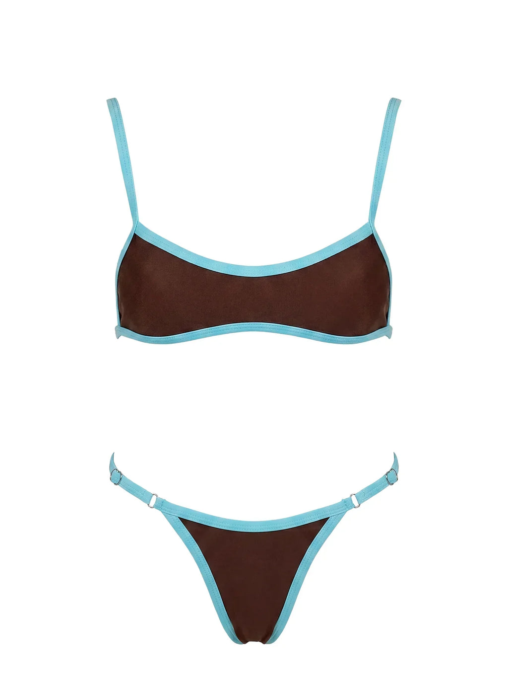 Jacopa Scoop Contrast Bikini Top Chocolate / Blue