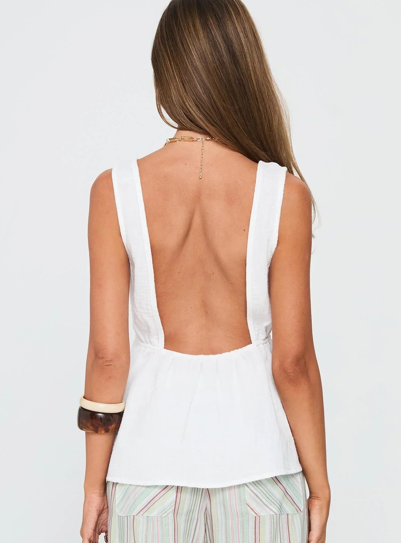 Dianna Babydoll Cami Top White