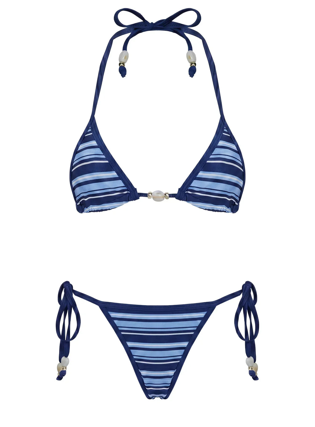Jenner Triangle Bikini Top Navy Stripe