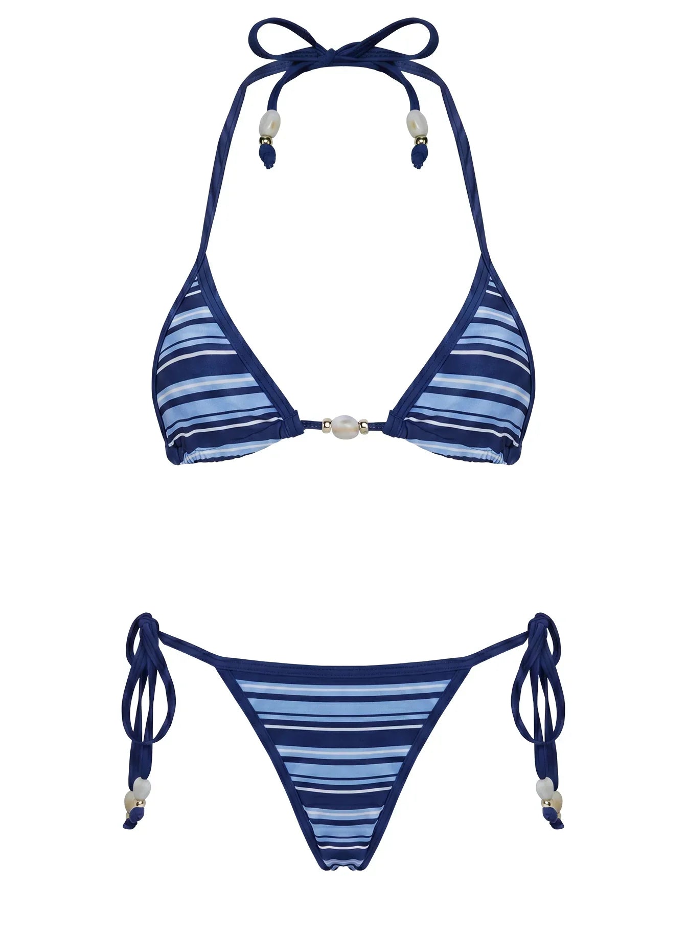 Jenner Triangle Bikini Top Navy Stripe