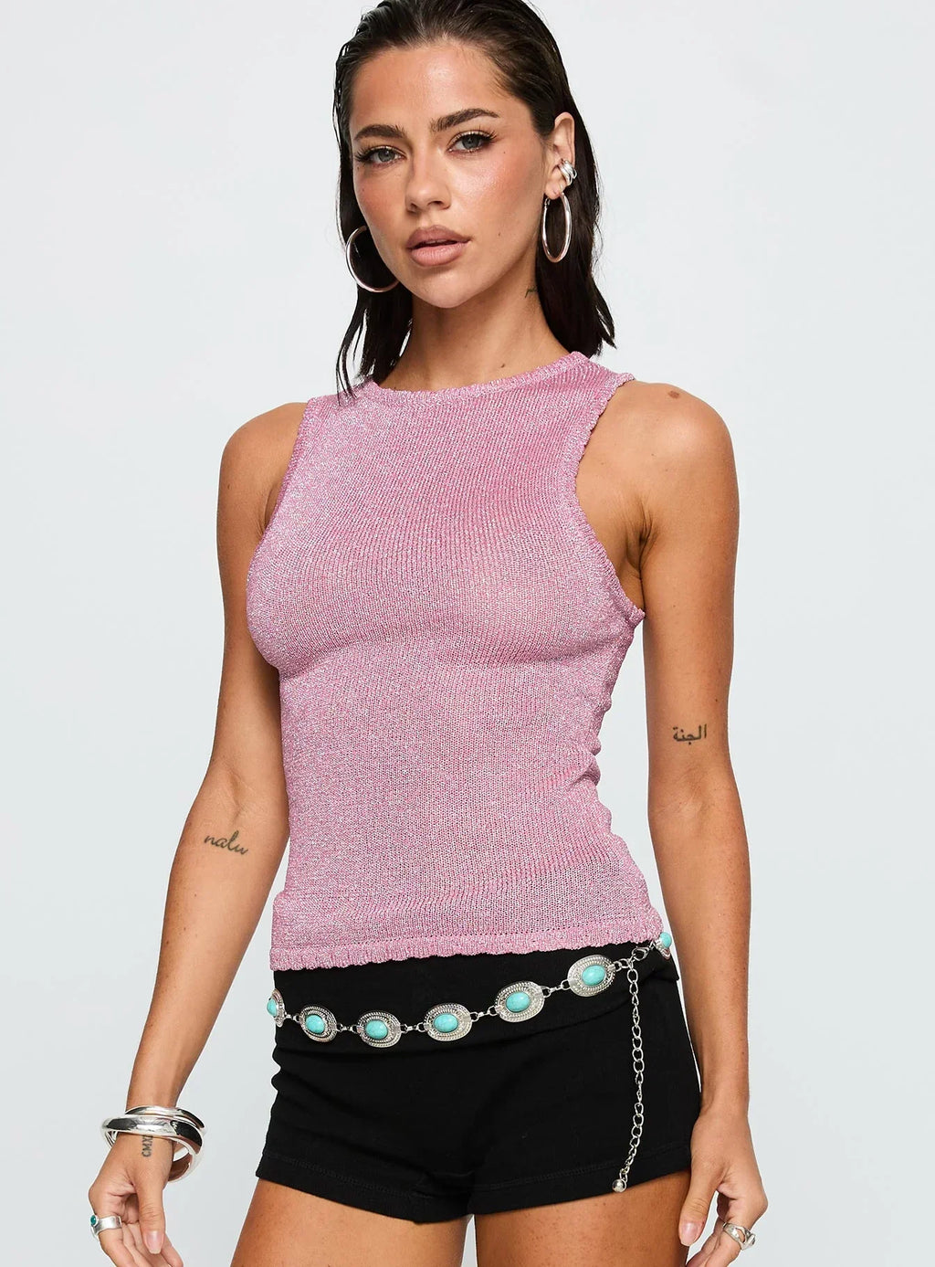 No Pretending Top Pink Glitter