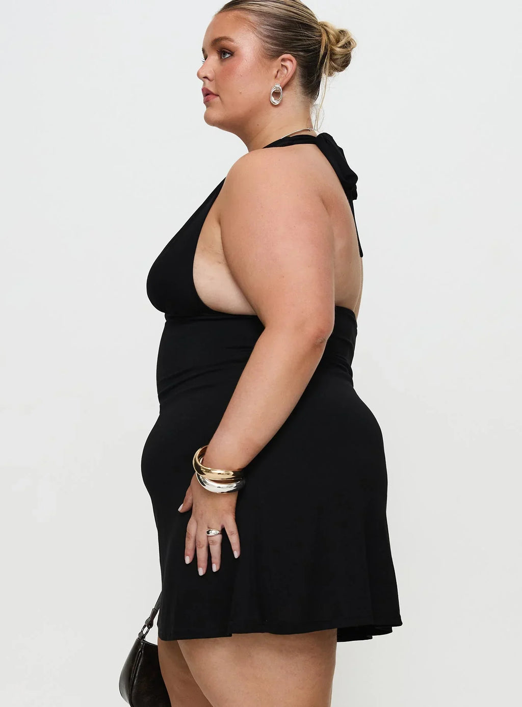 Tinisie Halter Mini Dress Black Curve