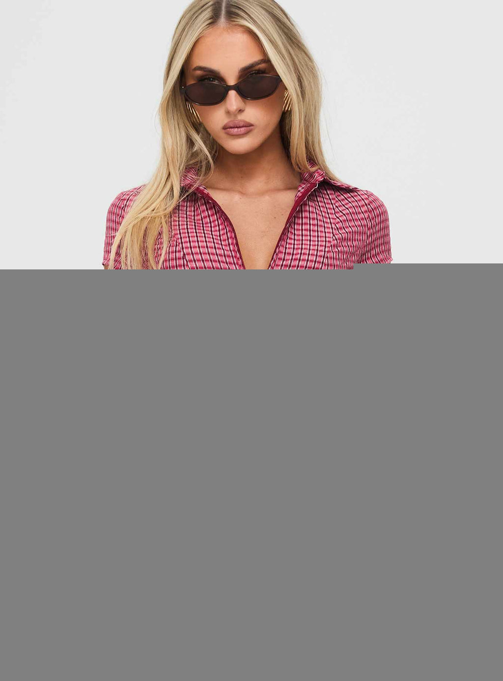 Meryn Ruched Top Red Check