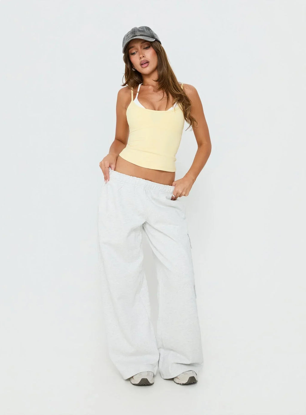 Ascend Layered Halter Tank Top Yellow / White