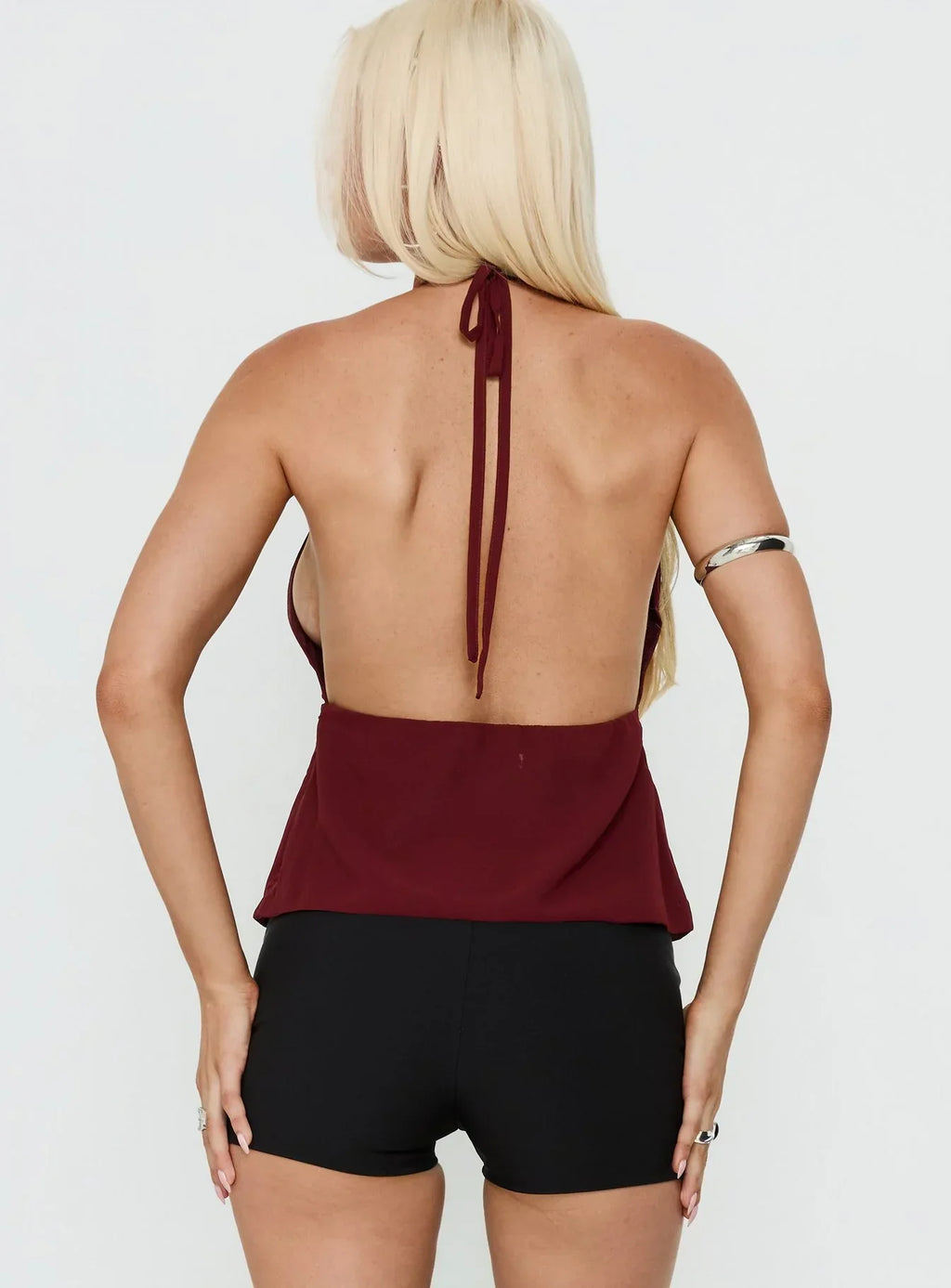 Tekapo Studded V-Neck Top Burgundy