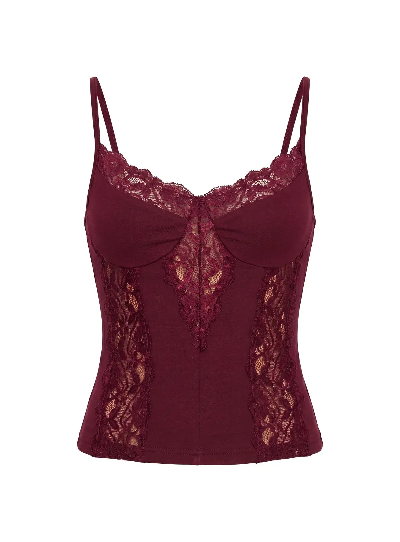 Rhiara Lace Trim Top Cherry
