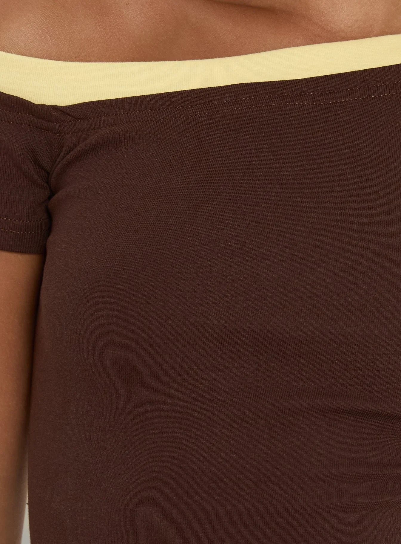 Eustace Off Shoulder Asymmetrical Top Brown / Yellow