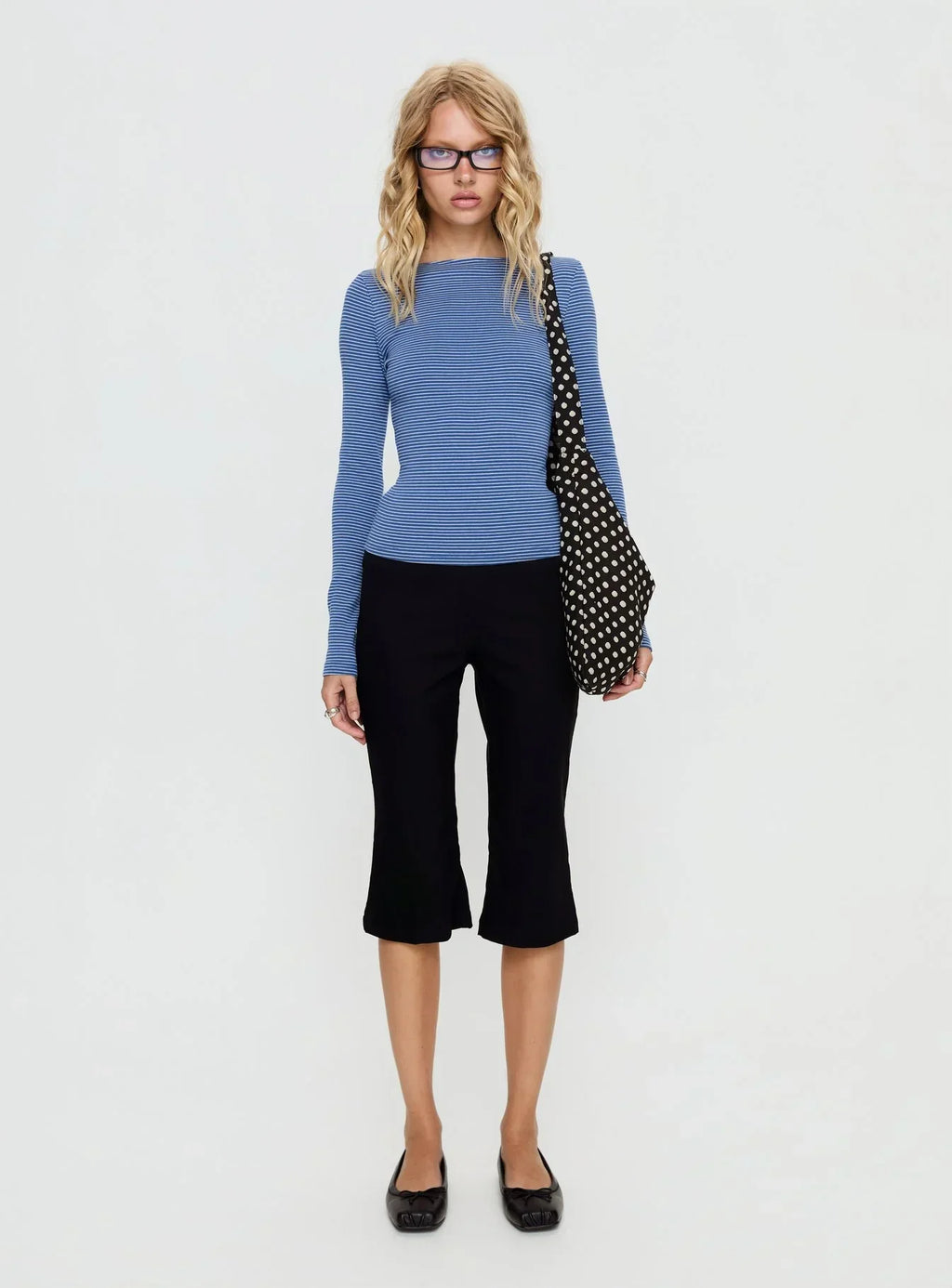 Nyren Low Back Boatneck Long Sleeve Top Navy Stripe