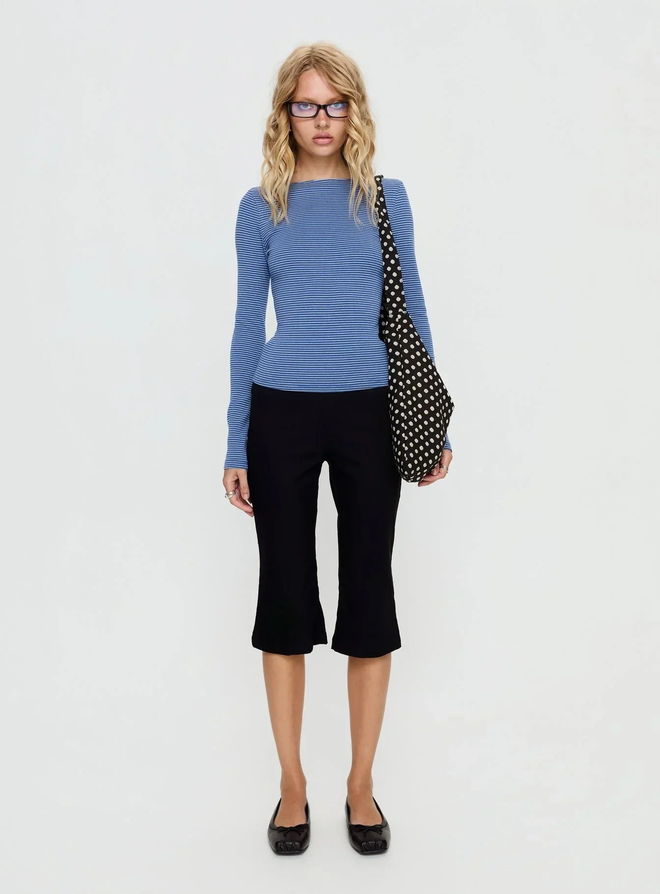 Nyren Low Back Boatneck Long Sleeve Top Navy Stripe