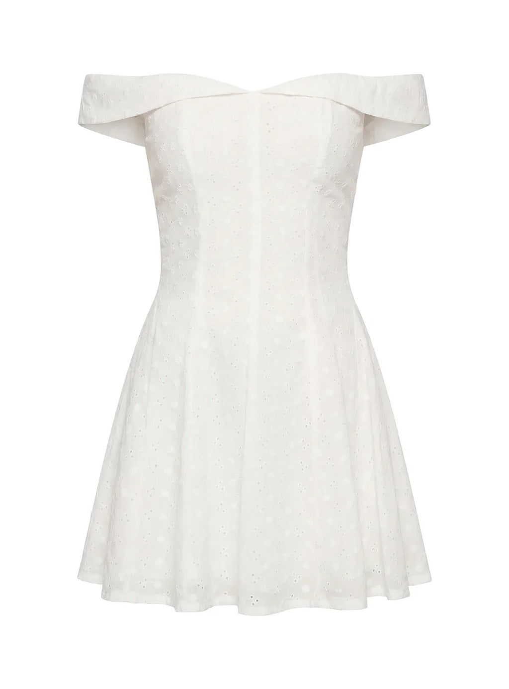 Rosebud Broderie Off The Shoulder Mini Dress White