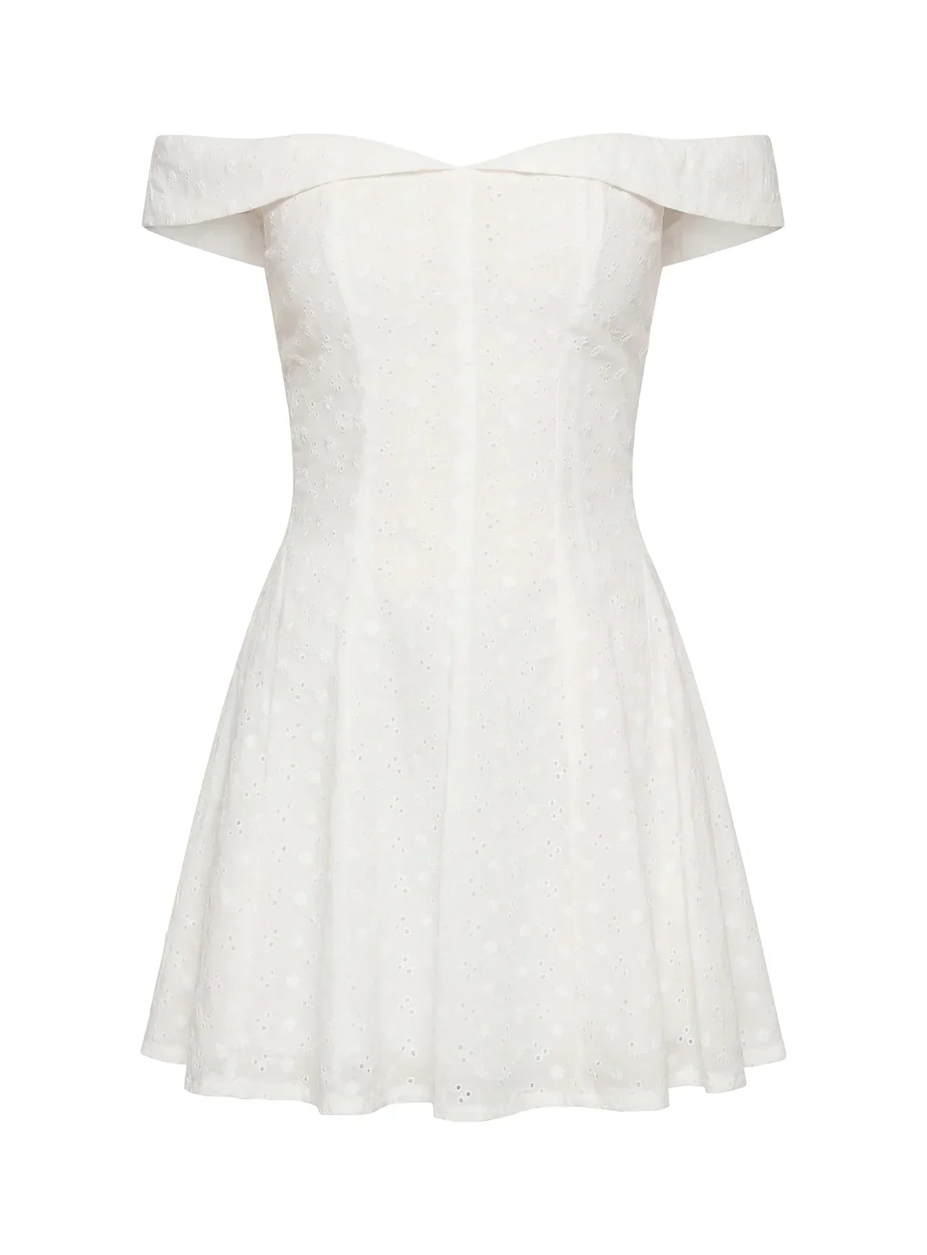 Rosebud Broderie Off The Shoulder Mini Dress White