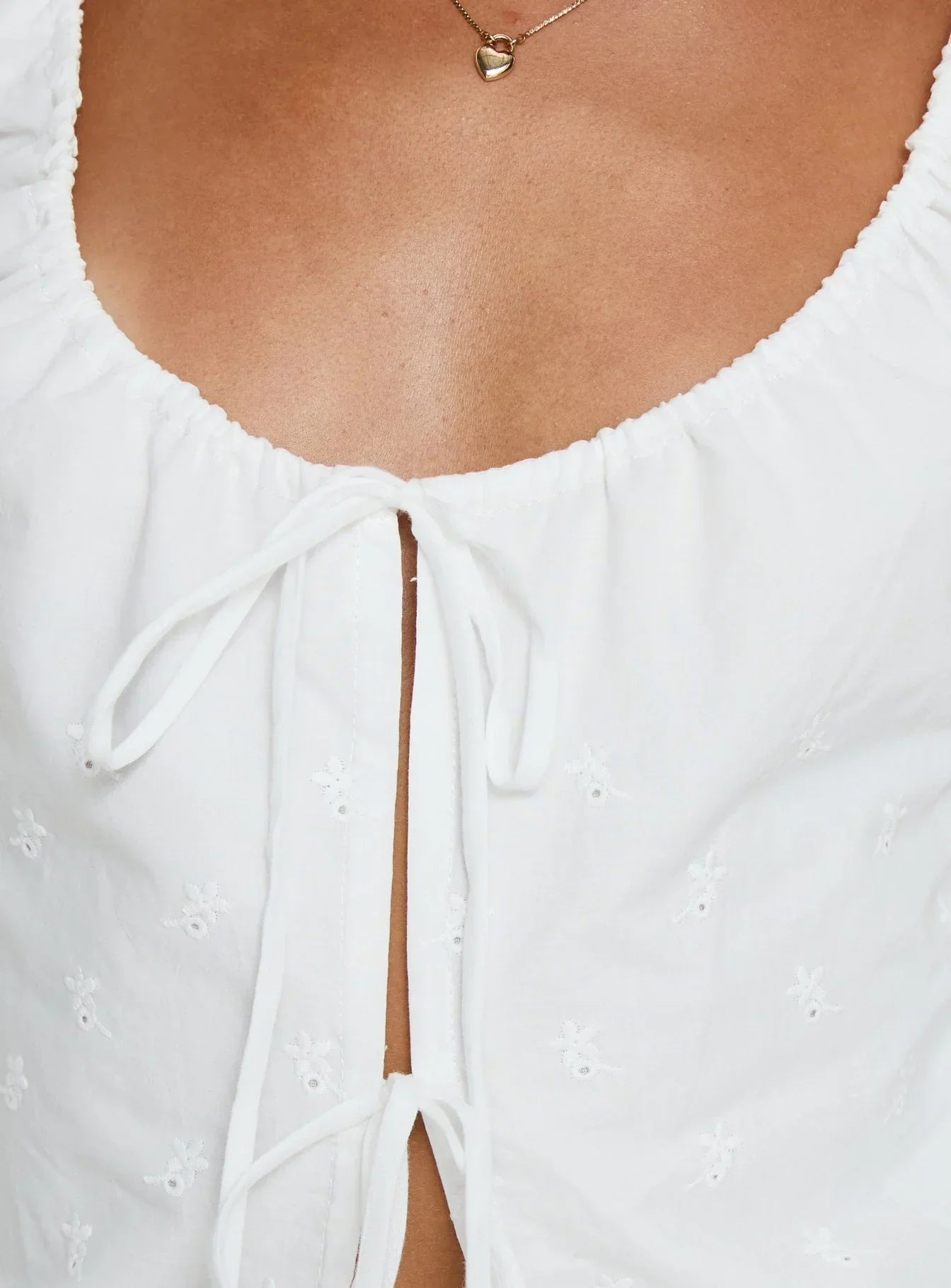 Love of Mine Scoop Anglaise Sleep Cami Top White