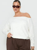 Icon Baby Off Shoulder Long Sleeve Top White Curve