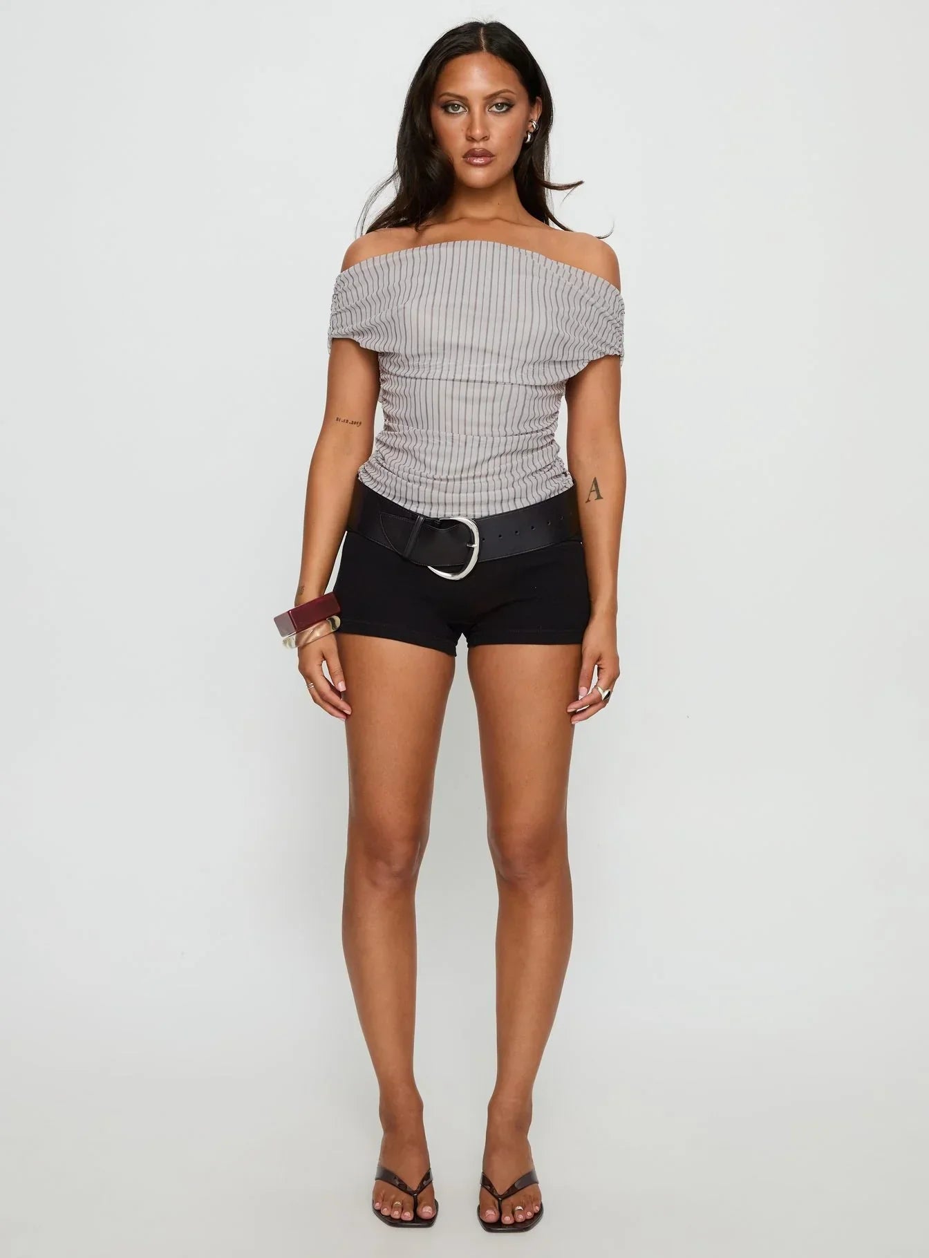 Hailley Off Shoulder Top Stripe