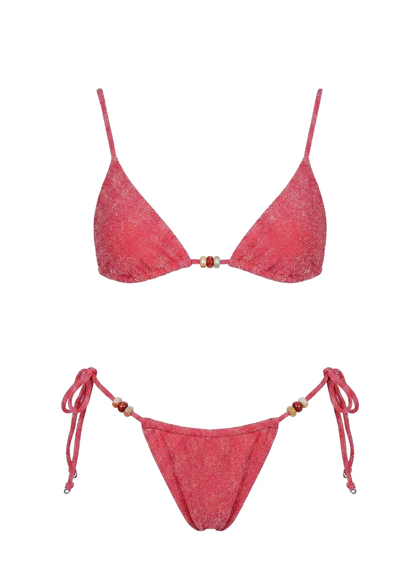 Ellery Triangle Bikini Top Red Shimmer