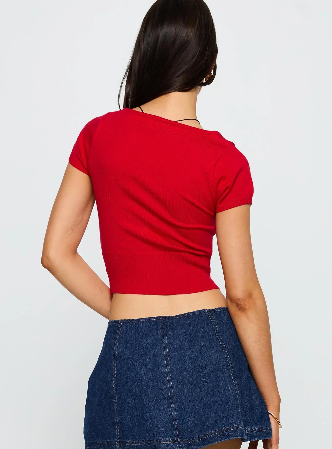 Pretty Sweet Button Up Top Red