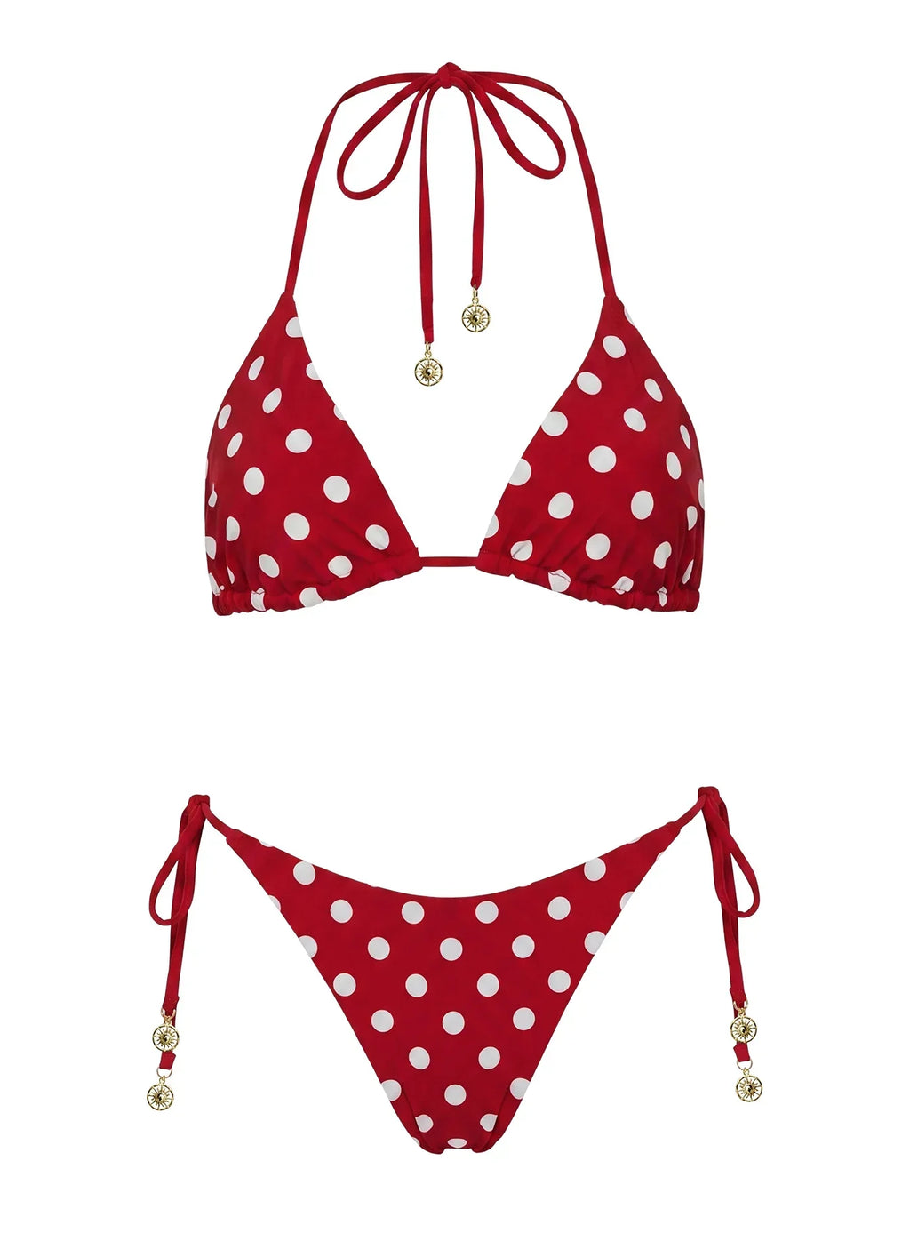 Nevaeh Reversible Triangle Bikini Top Red Polka Dot