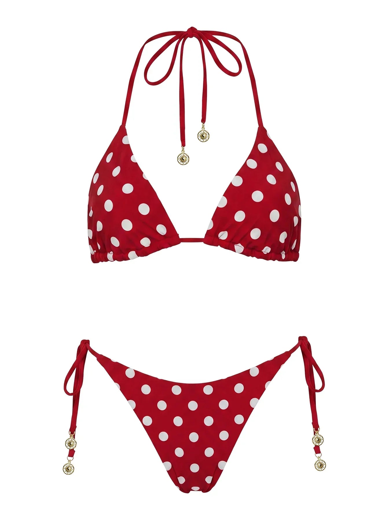 Nevaeh Reversible Triangle Bikini Top Red Polka Dot