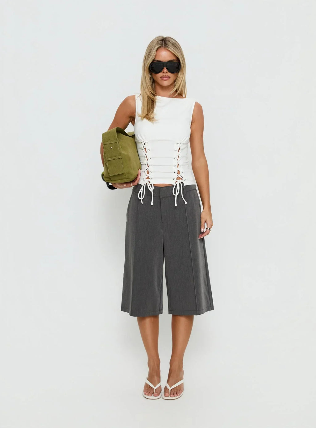 Lindee Tie Up Sleeveless Top White