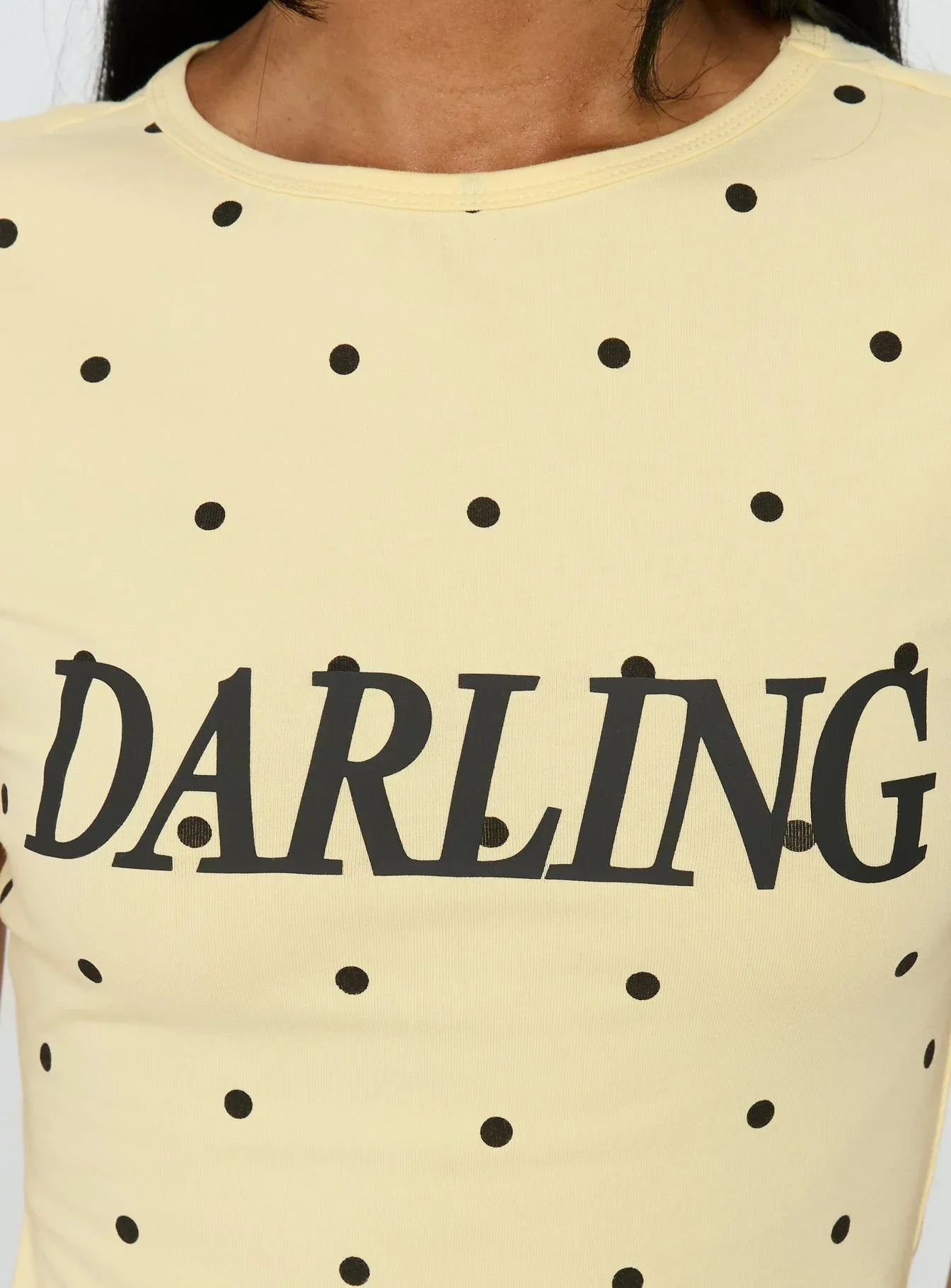 Darling Girl Graphic Top Yellow Polka Dot