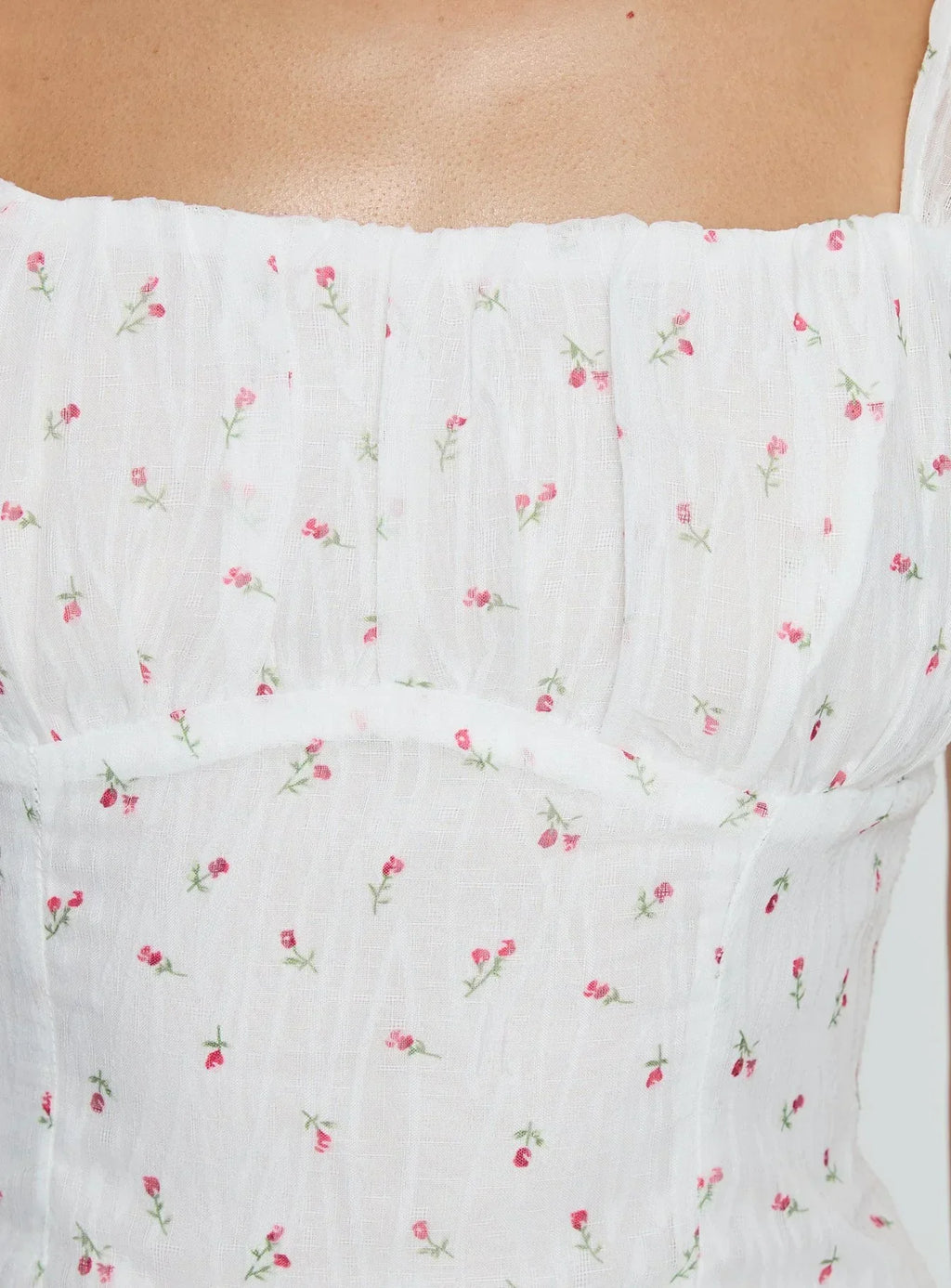 Orvena Square Neck Top White Floral