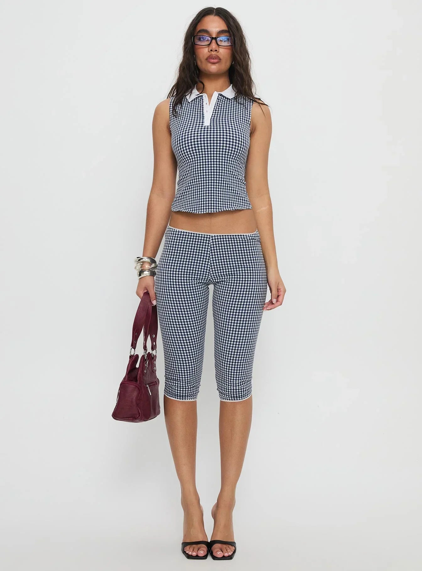 Tisuka Top Navy Check