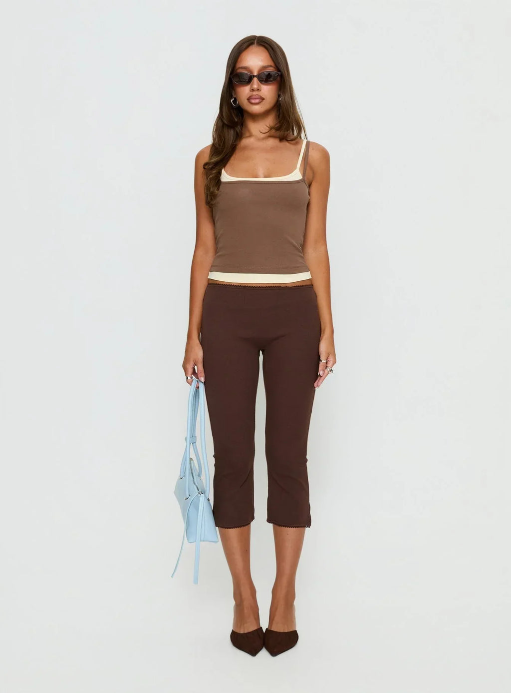 Maeka Layered Jersey Tank Top Brown / Cream