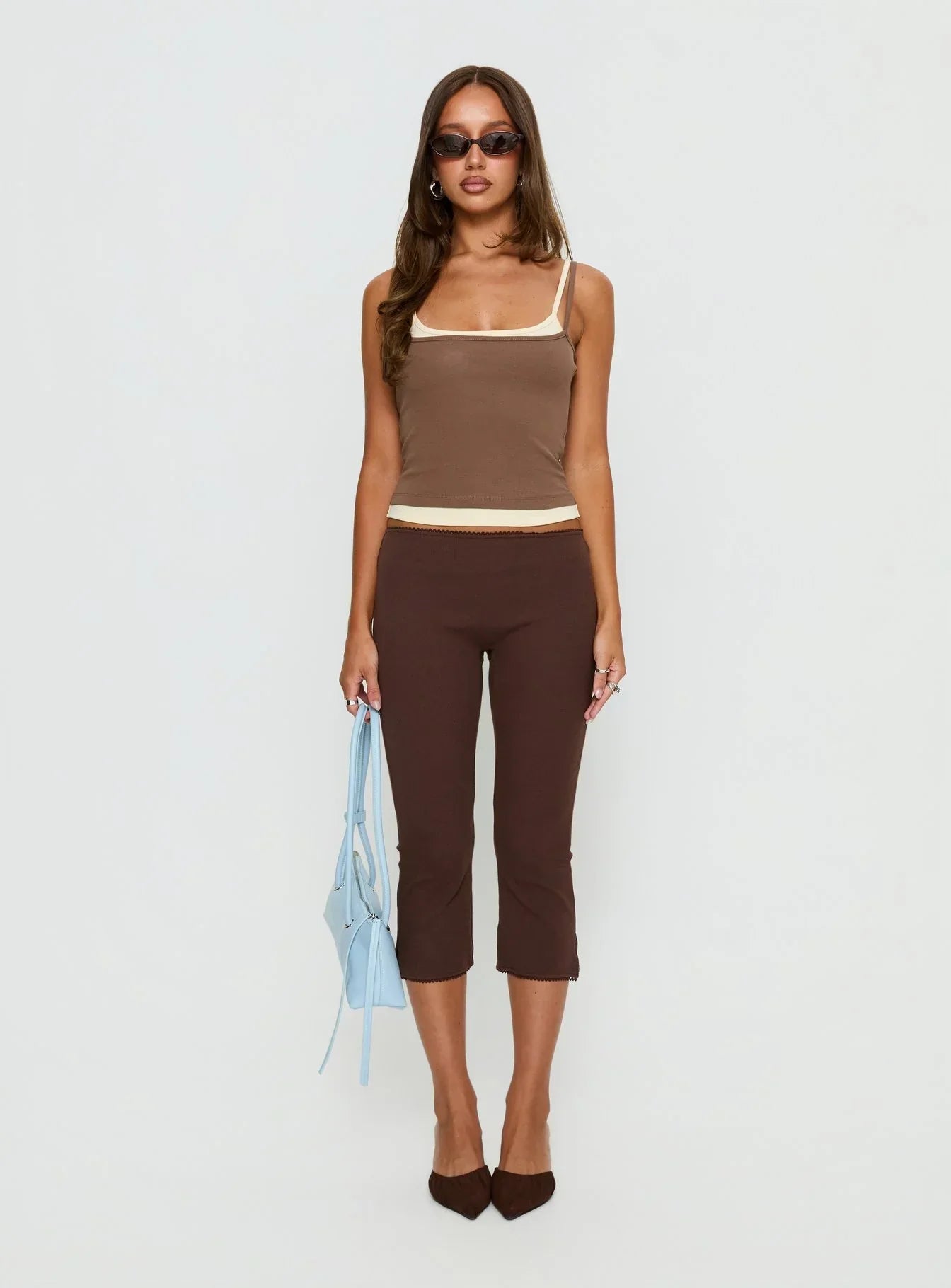 Maeka Layered Jersey Tank Top Brown / Cream