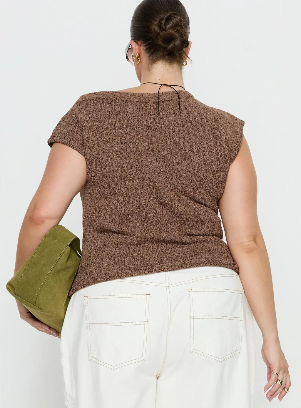 Ashfield Off Shoulder Top Brown Curve