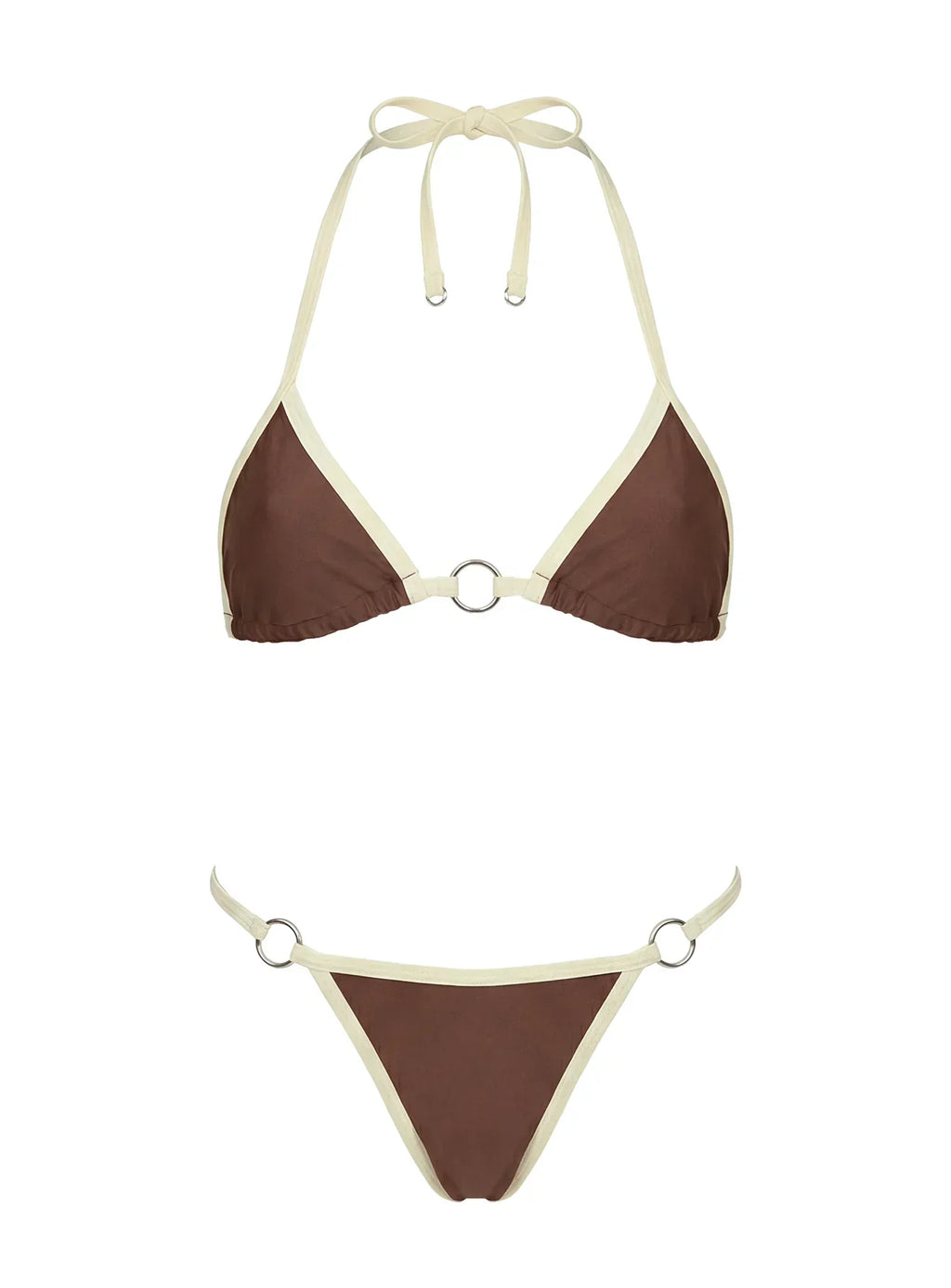 Maurita Hardware Halter Bikini Top Brown / White