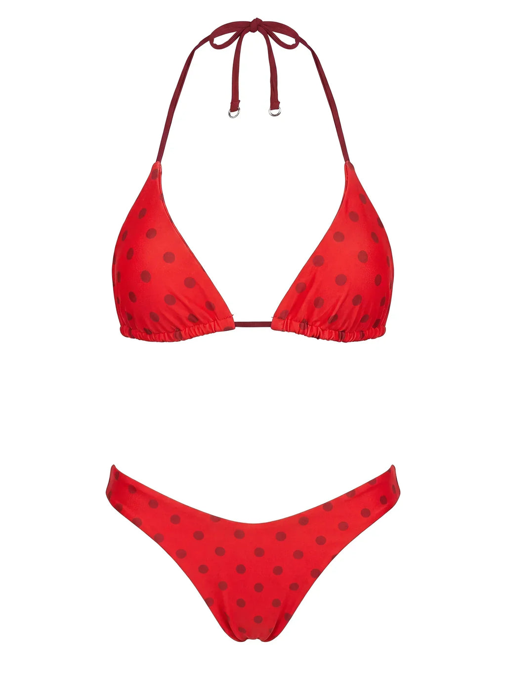 Jenner Reversible Triangle Bikini Top Red Polka