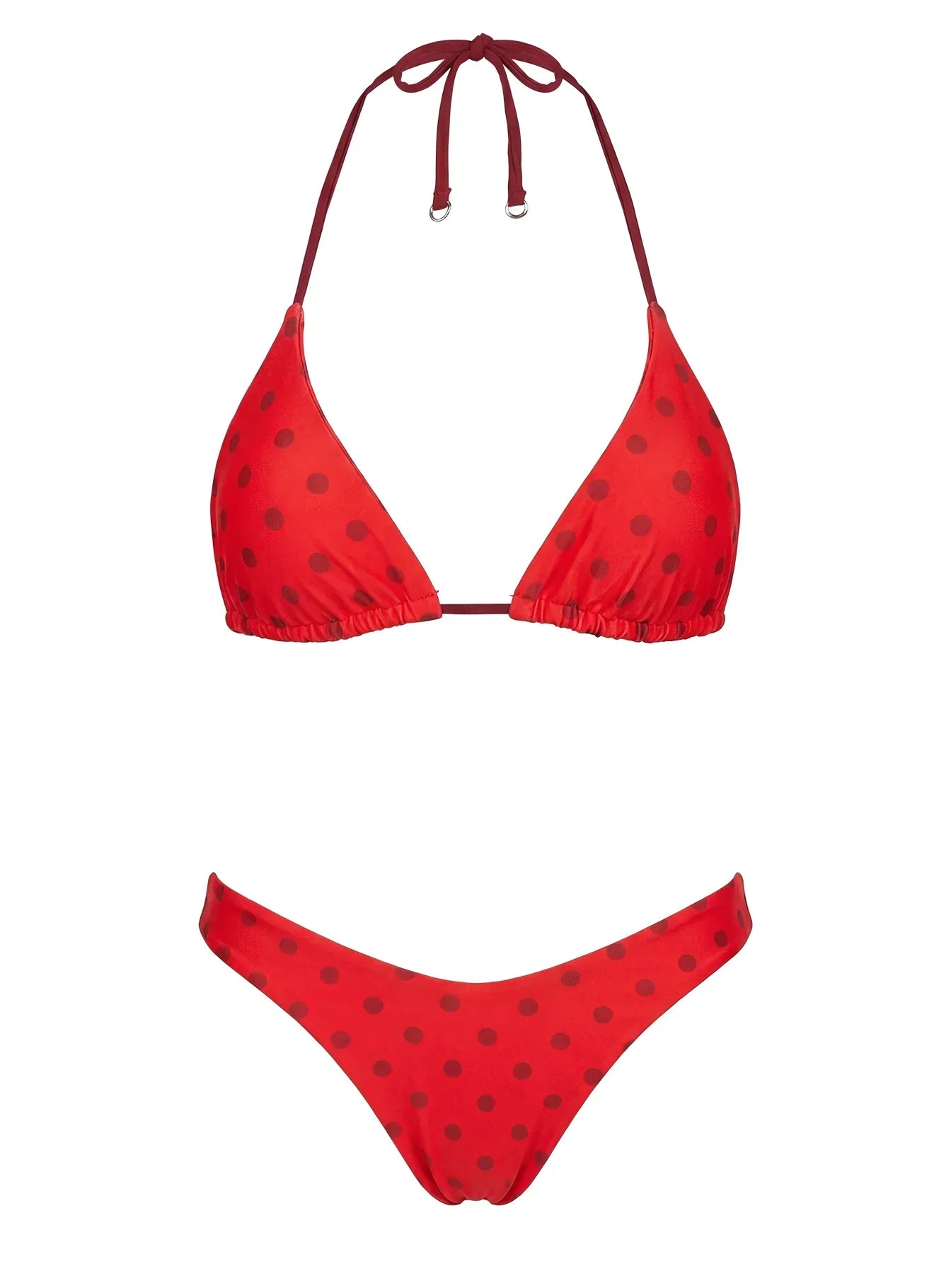 Jenner Reversible Triangle Bikini Top Red Polka