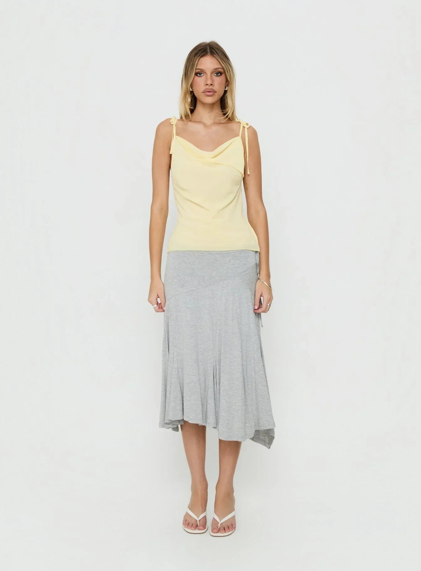 Malkah Tie Sleeve Foldover Top Yellow